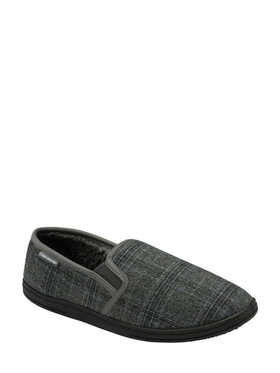 Dunlop Grey Mens Twin Gusset Full Slippers