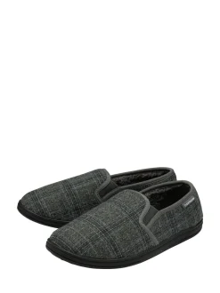Dunlop Grey Mens Twin Gusset Full Slippers