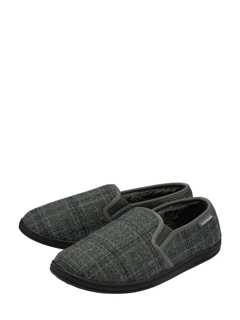 Dunlop Grey Mens Twin Gusset Full Slippers