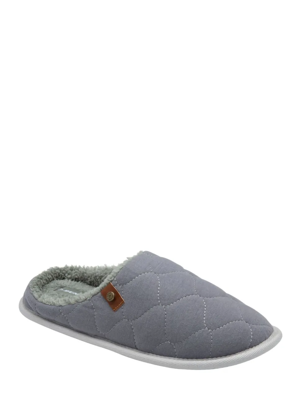 Dunlop Light Grey Mens Quilted Mule Slippers