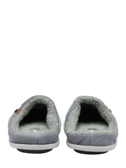 Dunlop Light Grey Mens Quilted Mule Slippers