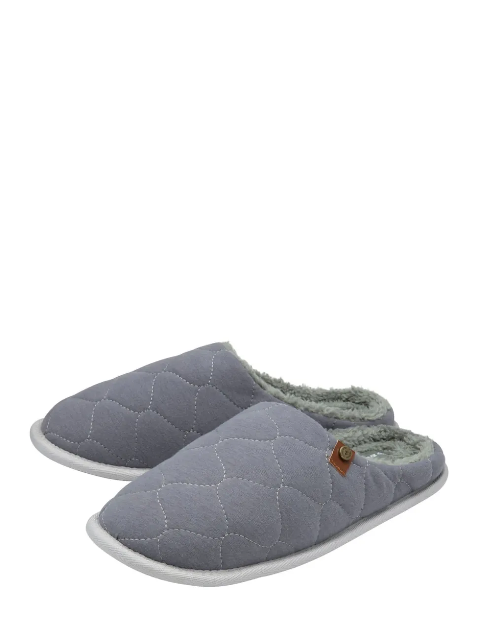 Dunlop Light Grey Mens Quilted Mule Slippers