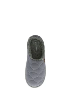 Dunlop Light Grey Mens Quilted Mule Slippers