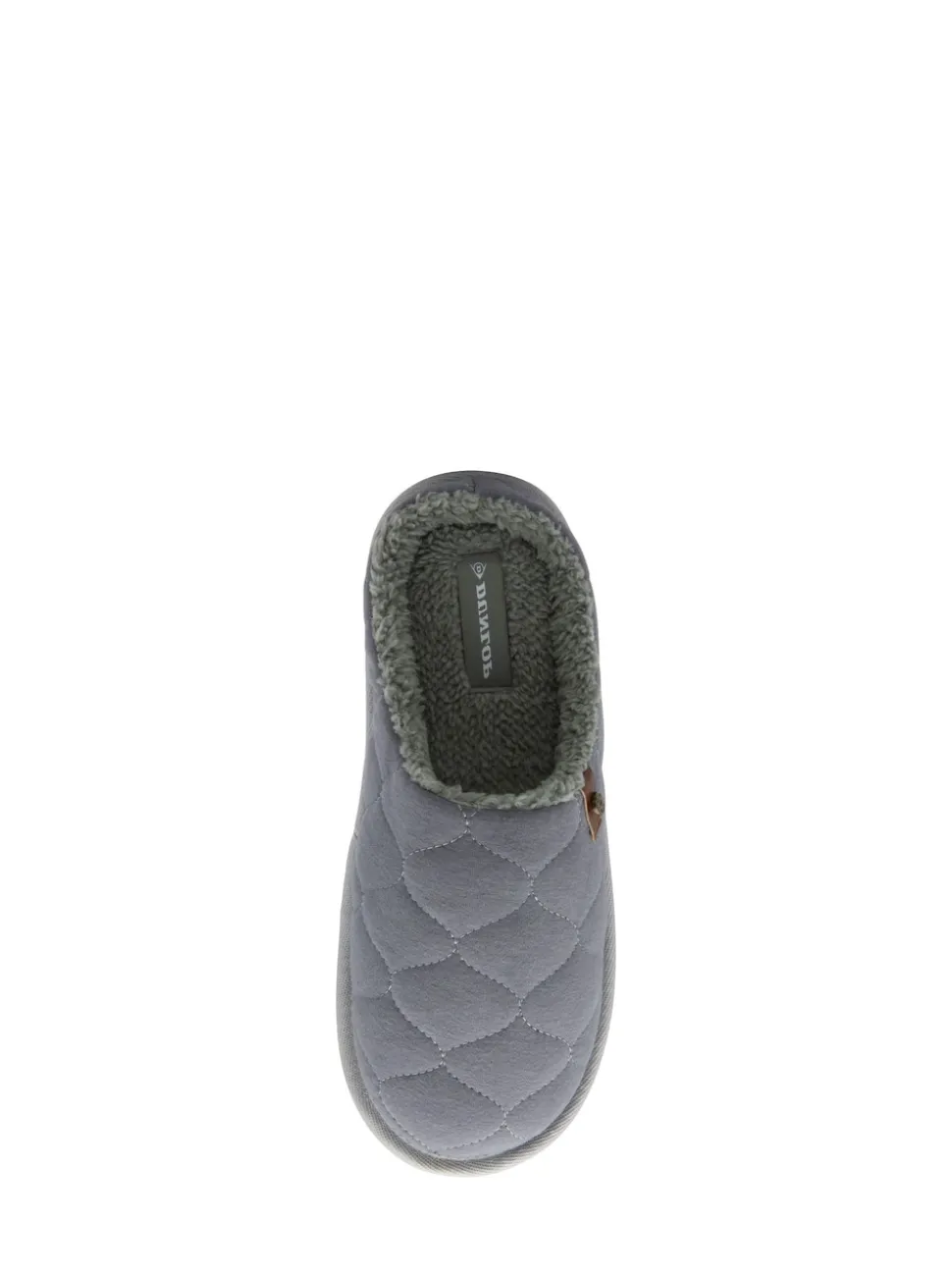 Dunlop Light Grey Mens Quilted Mule Slippers