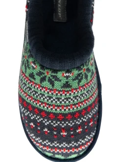 Dunlop Red Mens Fairisle Pattern Warm Lined Slipper Mules