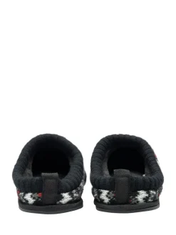Dunlop White Mens Fairisle Pattern Warm Lined Slipper Mules