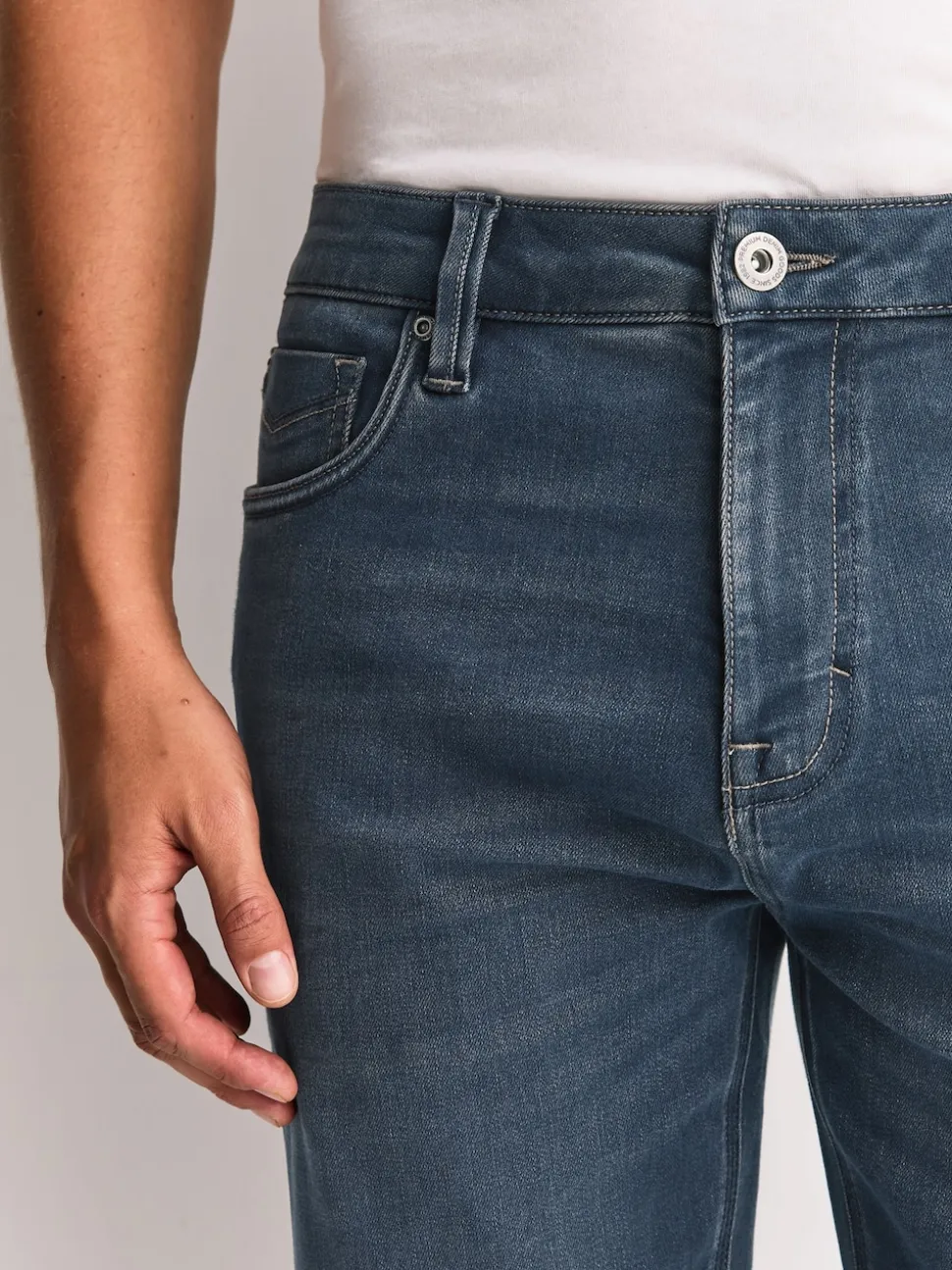 Dusky Blue Regular Tapered Fit Motionflex Jeans