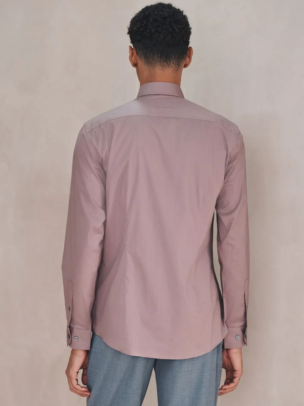 Dusky Pink Slim Fit Cotton Stretch Long Sleeve Formal Shirt