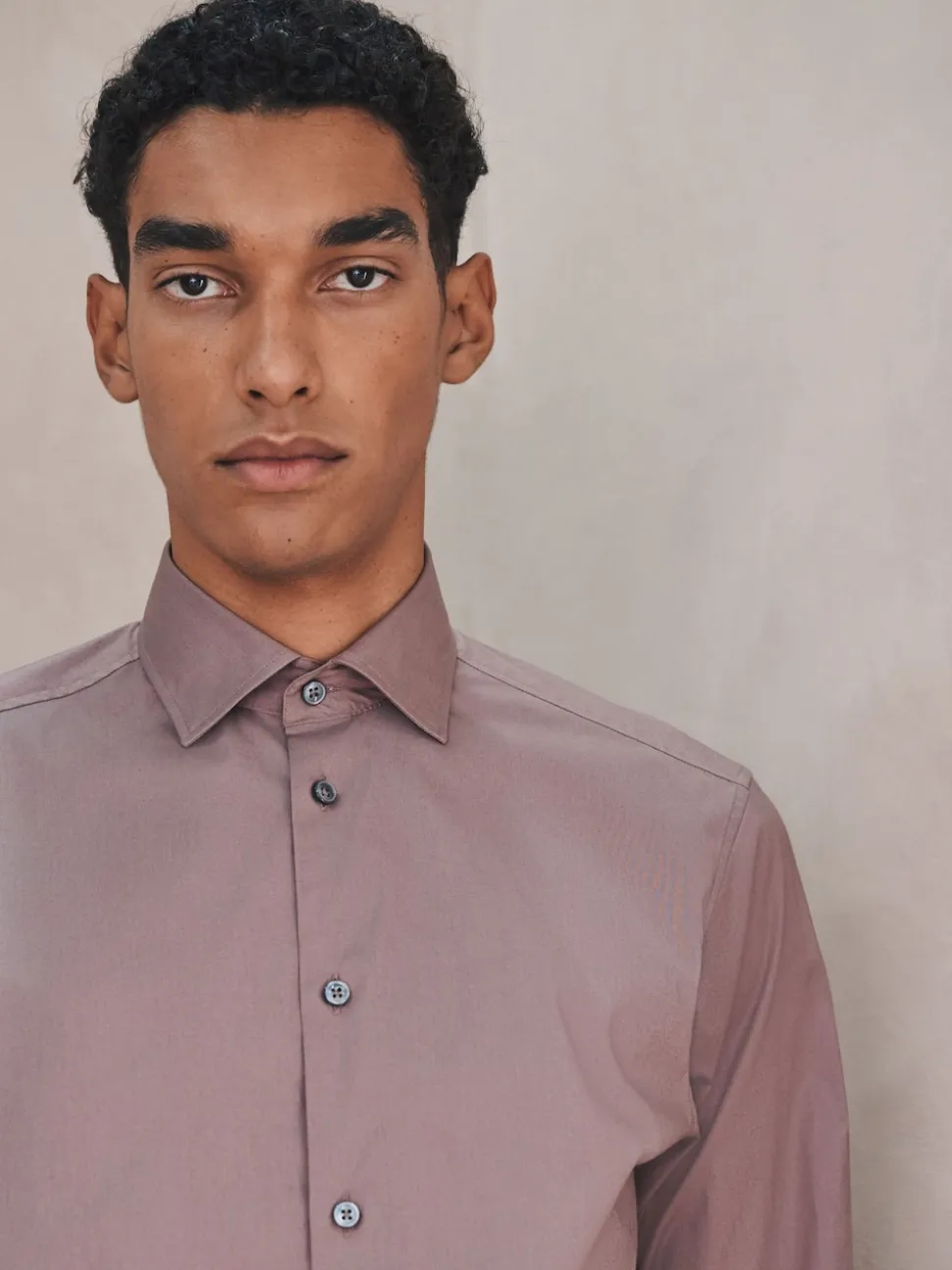 Dusky Pink Slim Fit Cotton Stretch Long Sleeve Formal Shirt