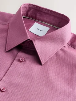 Dusty Pink Regular Fit Easy Care Textured Single Cuff Smart Shirt