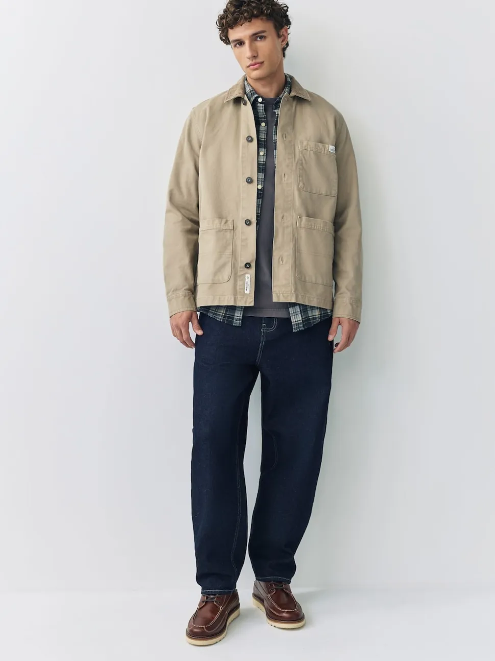 Ecru Corduroy Collar Canvas Shacket Overshirt