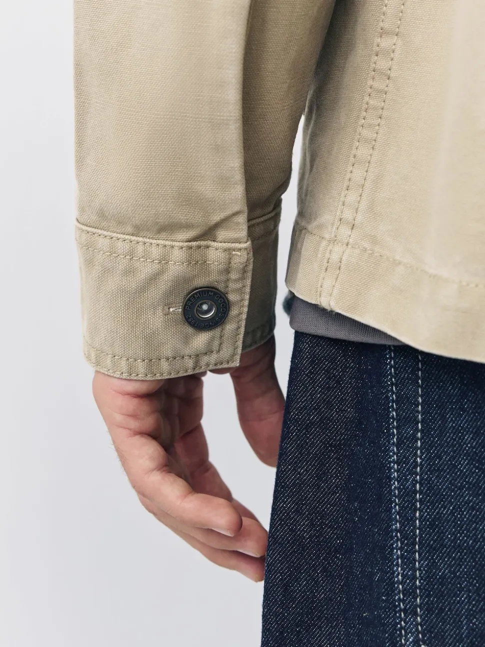 Ecru Corduroy Collar Canvas Shacket Overshirt