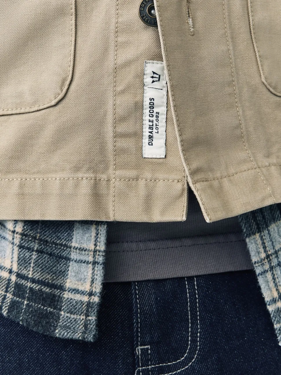 Ecru Corduroy Collar Canvas Shacket Overshirt