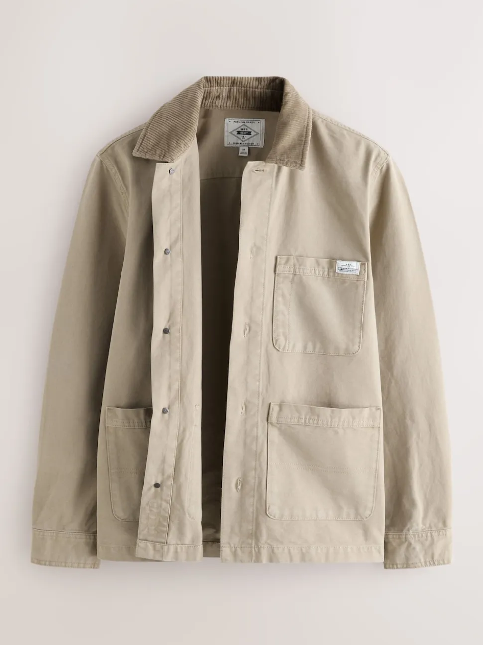 Ecru Corduroy Collar Canvas Shacket Overshirt