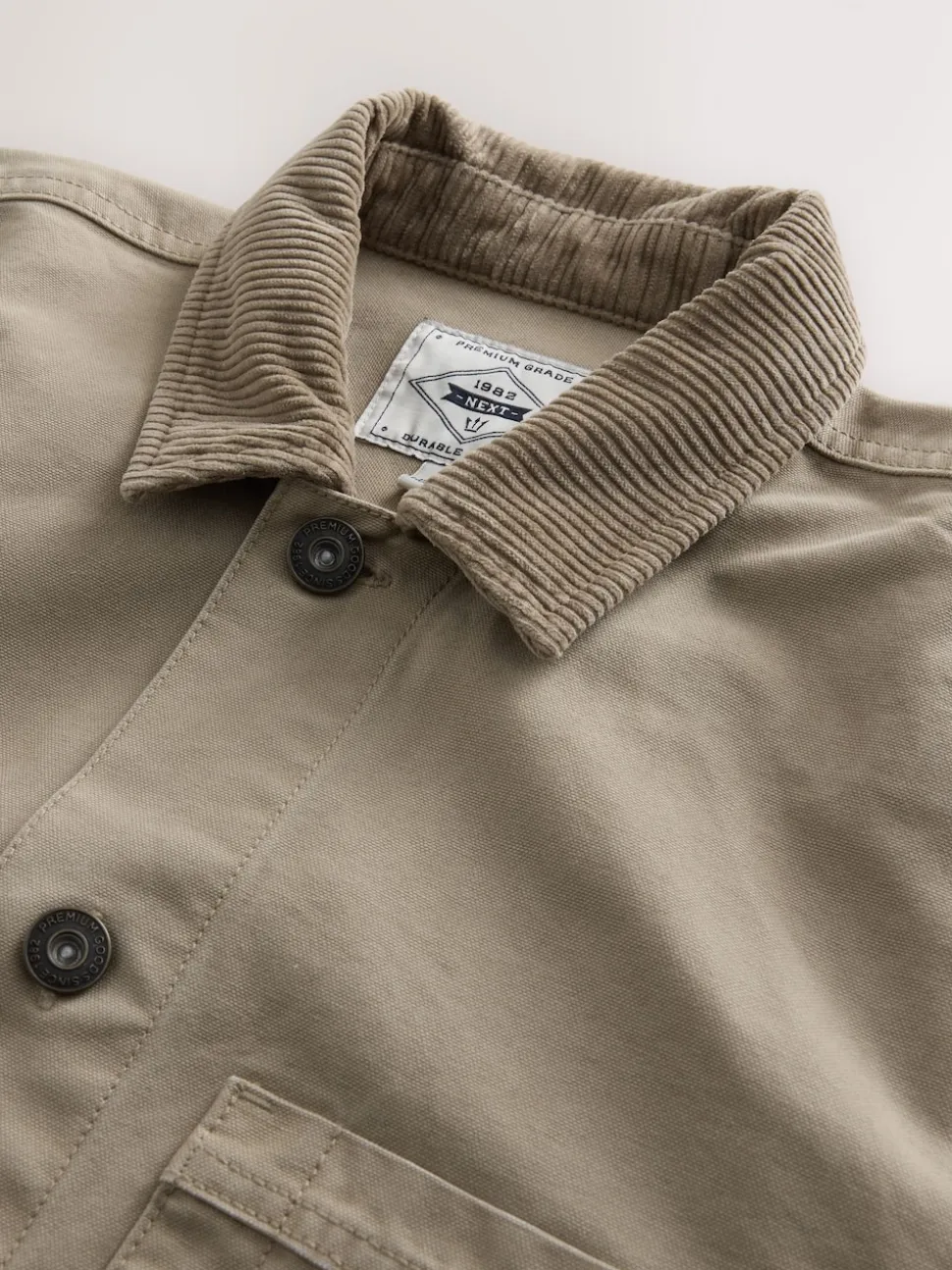 Ecru Corduroy Collar Canvas Shacket Overshirt