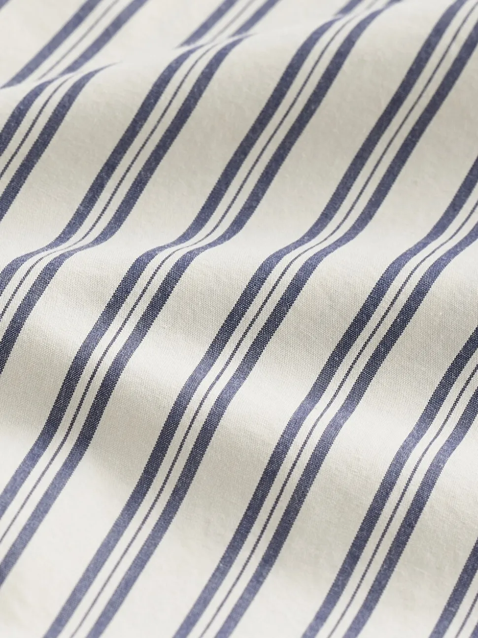 Ecru Cream Poplin Stripe Long Sleeve Shirt