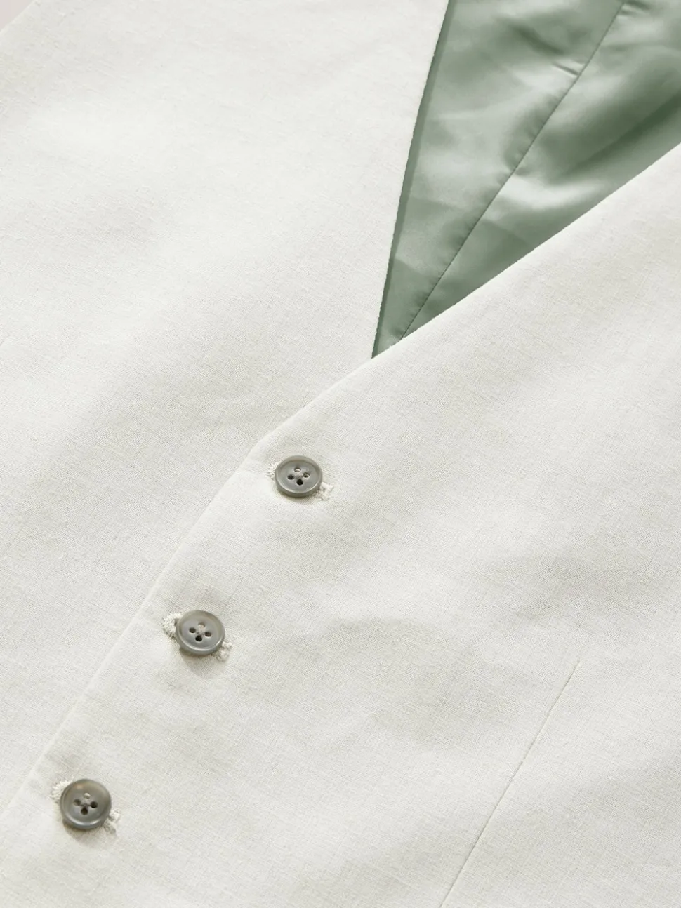 Ecru Linen Blend Texture Suit Waistcoat