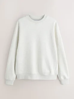 Ecru Marl Regular Fit Heavyweight Cotton Rich Crew Neck Sweatshirt