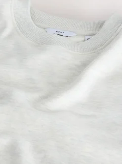 Ecru Marl Regular Fit Heavyweight Cotton Rich Crew Neck Sweatshirt