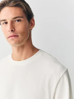Ecru Micro Waffle Long Sleeve T-Shirt