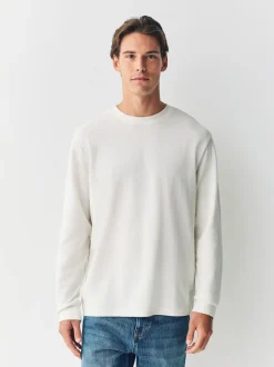 Ecru Micro Waffle Long Sleeve T-Shirt