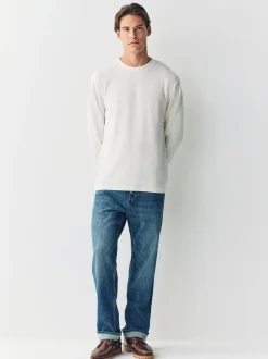 Ecru Micro Waffle Long Sleeve T-Shirt
