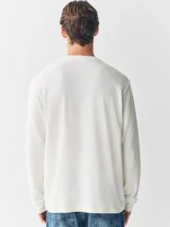 Ecru Micro Waffle Long Sleeve T-Shirt