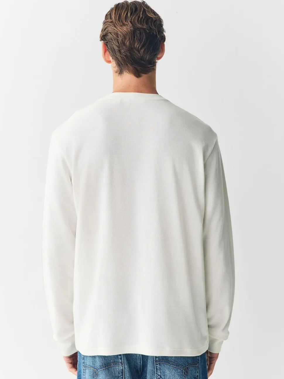 Ecru Micro Waffle Long Sleeve T-Shirt