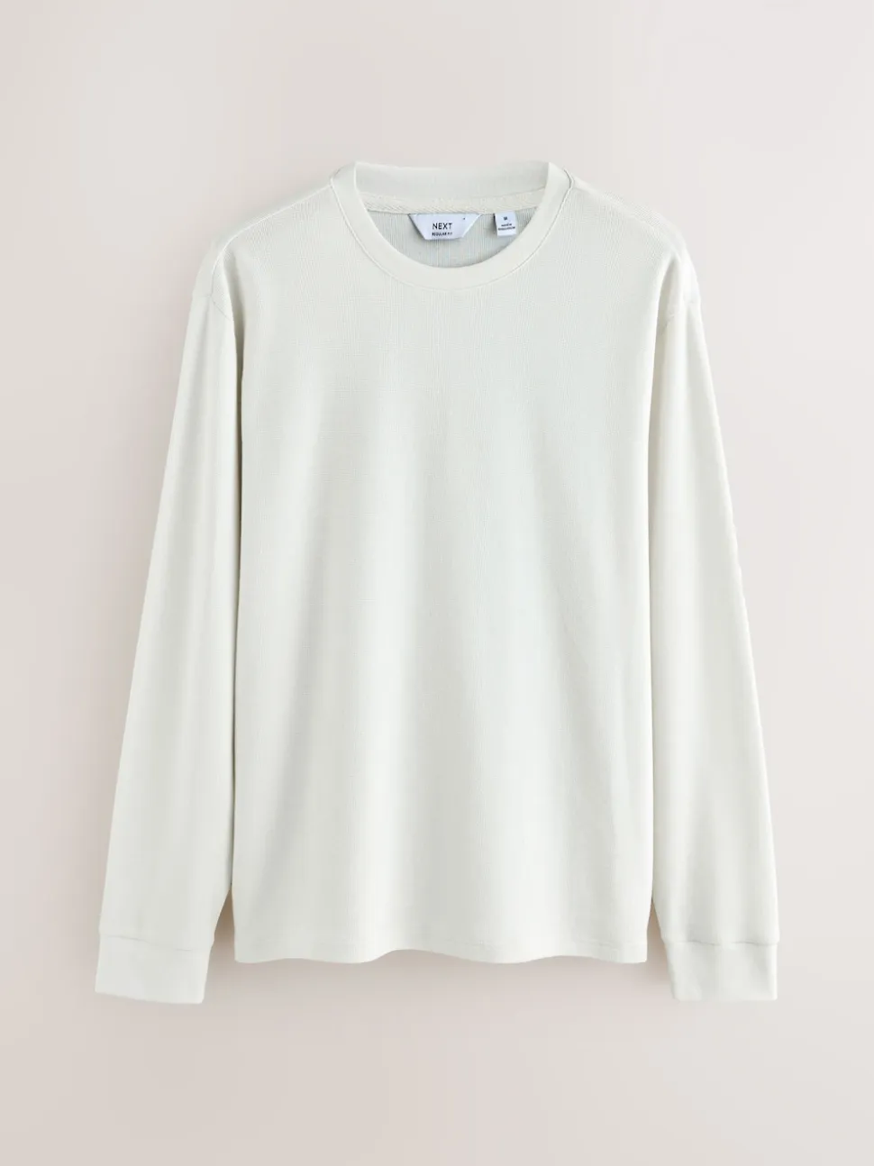 Ecru Micro Waffle Long Sleeve T-Shirt