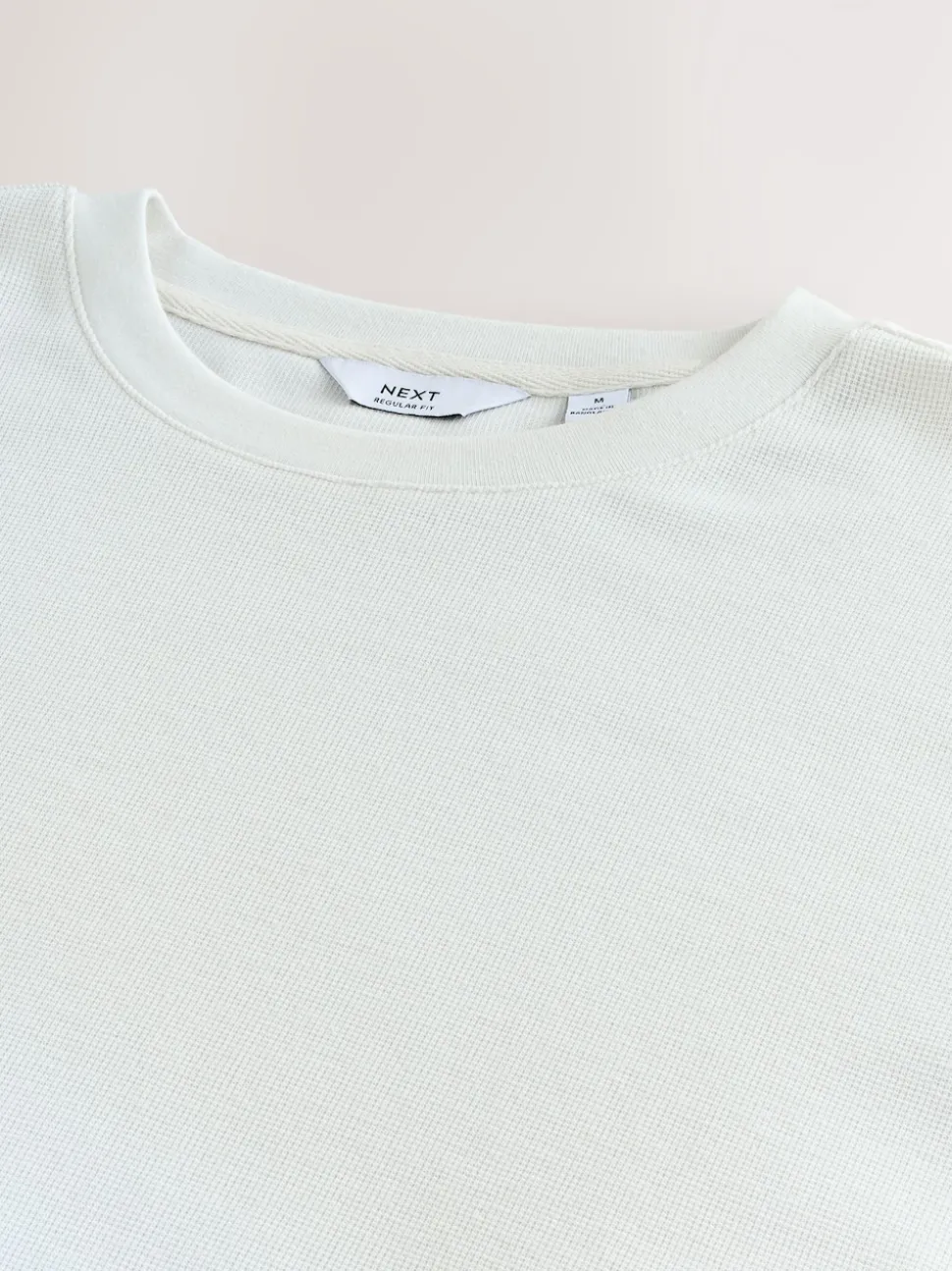 Ecru Micro Waffle Long Sleeve T-Shirt