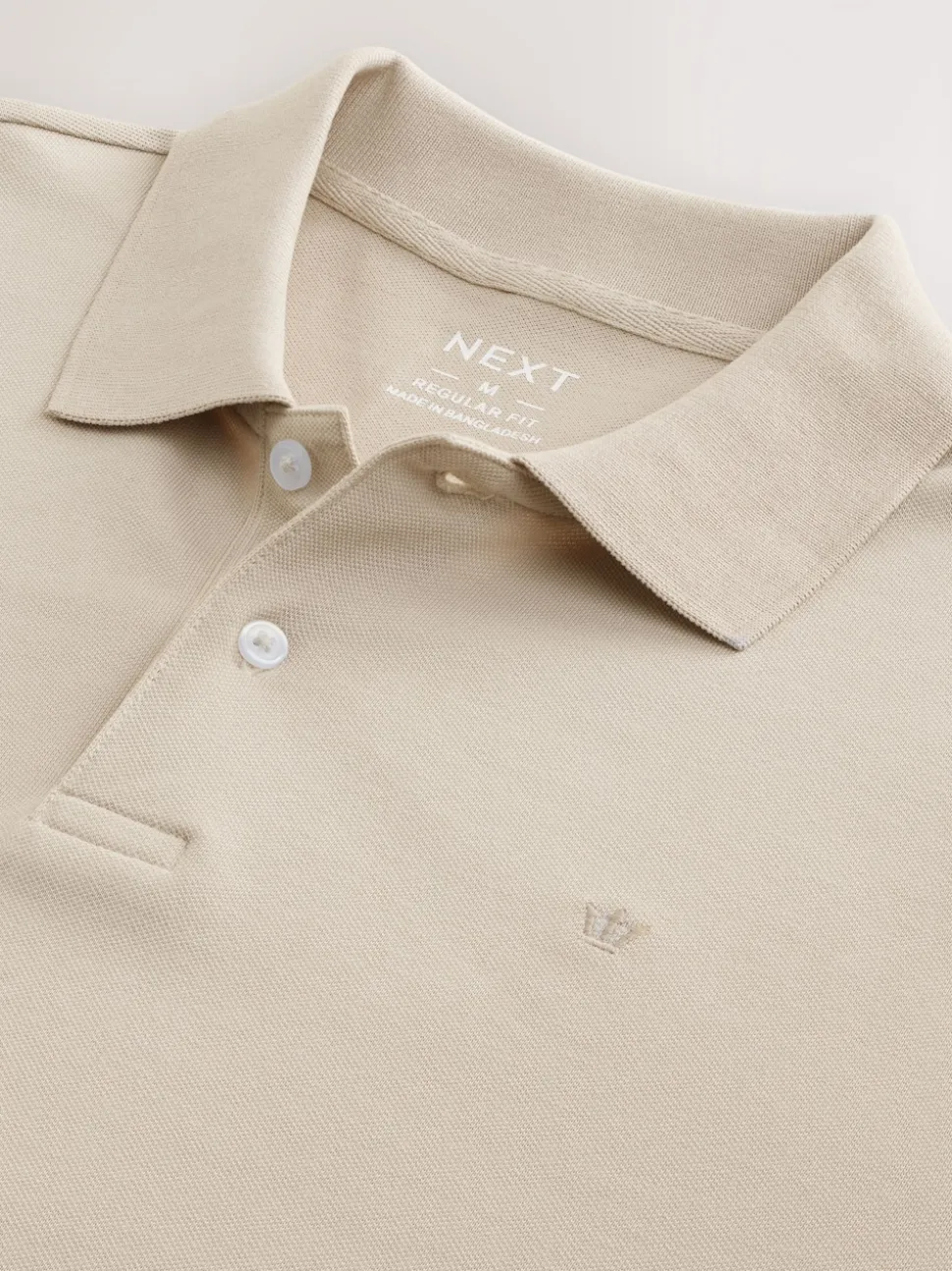 Ecru Oatmeal Regular Fit Long Sleeve Pique Polo Shirt