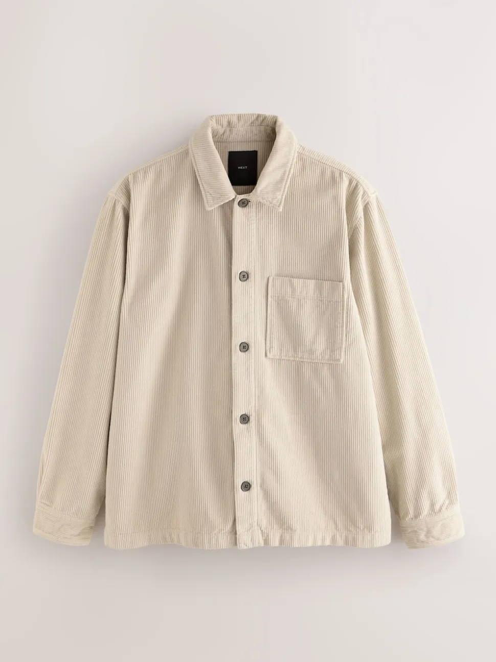Ecru Single pocket Corduroy Shacket Overshirt