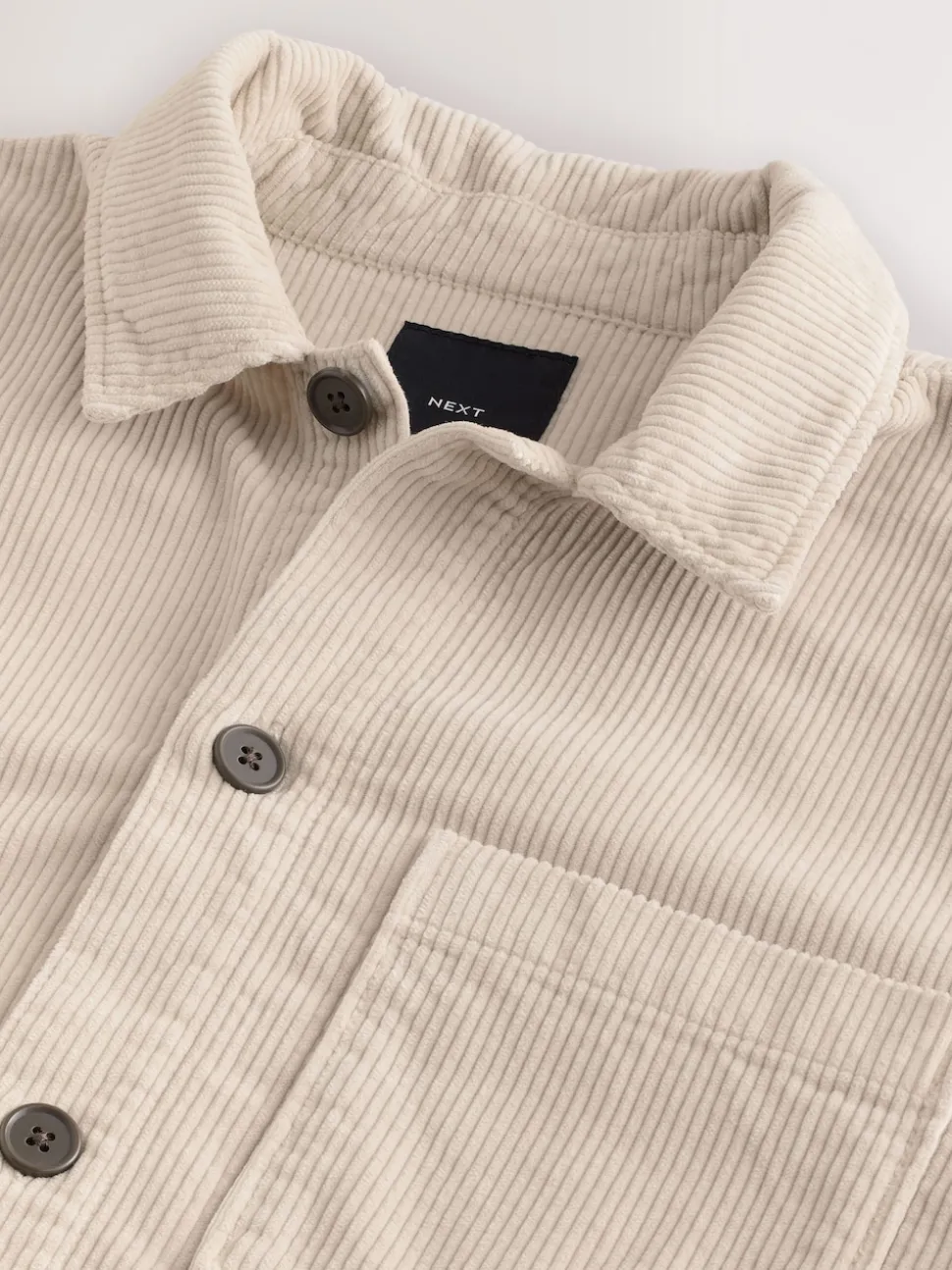 Ecru Single pocket Corduroy Shacket Overshirt