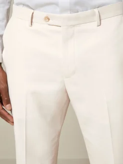 Ecru Slim Fit Textured Suit Trousers