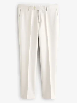 Ecru Slim Fit Textured Suit Trousers