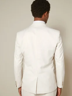 Ecru Slim Fit Textured Suit Jacket