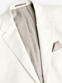 Ecru Slim Fit Textured Suit Jacket