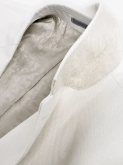 Ecru Slim Fit Textured Suit Jacket