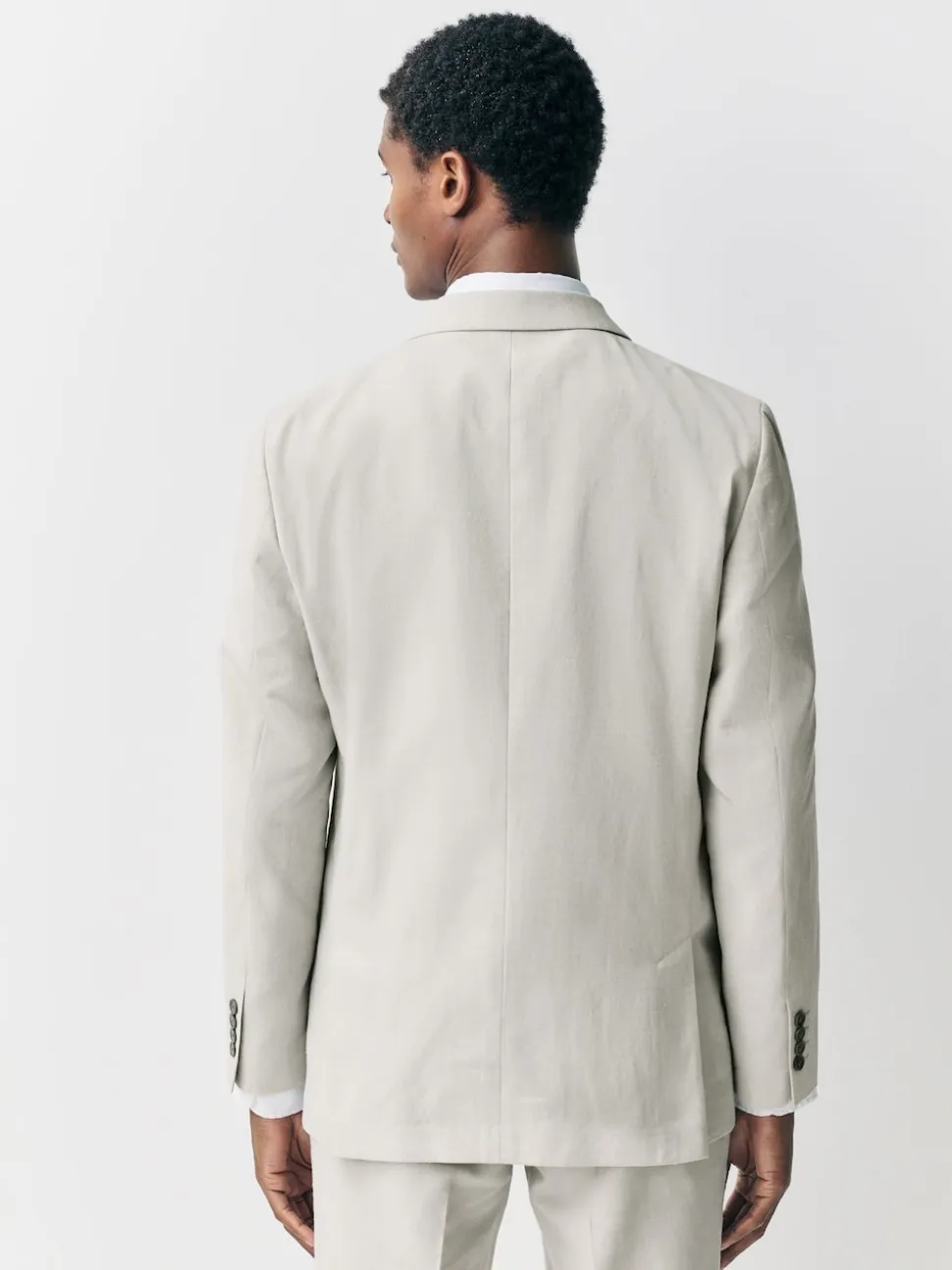 Ecru Tailored Fit Linen Blend Texture Suit Jacket