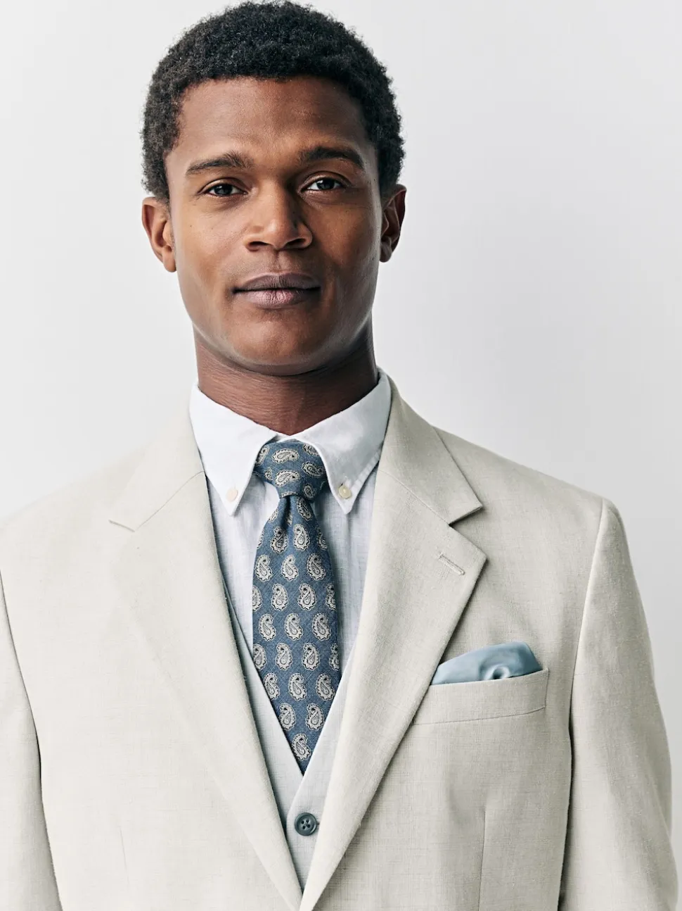 Ecru Tailored Fit Linen Blend Texture Suit Jacket