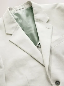 Ecru Tailored Fit Linen Blend Texture Suit Jacket