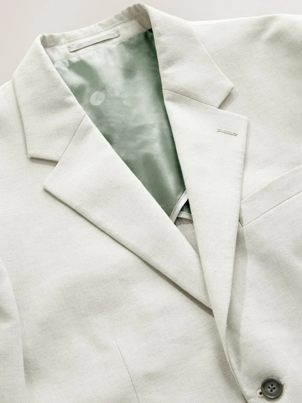 Ecru Tailored Fit Linen Blend Texture Suit Jacket