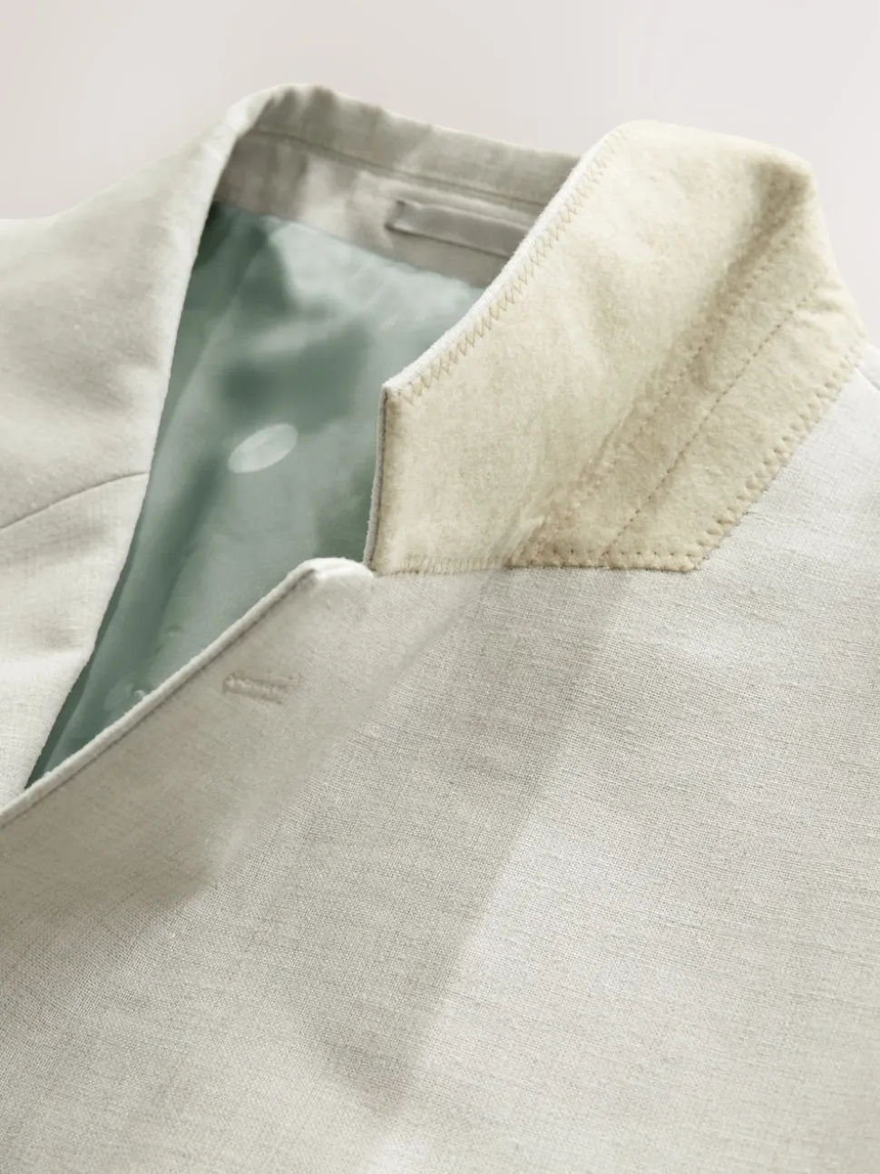 Ecru Tailored Fit Linen Blend Texture Suit Jacket
