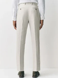 Ecru Tailored Fit Linen Blend Texture Suit Trousers