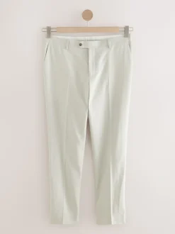 Ecru Tailored Fit Linen Blend Texture Suit Trousers