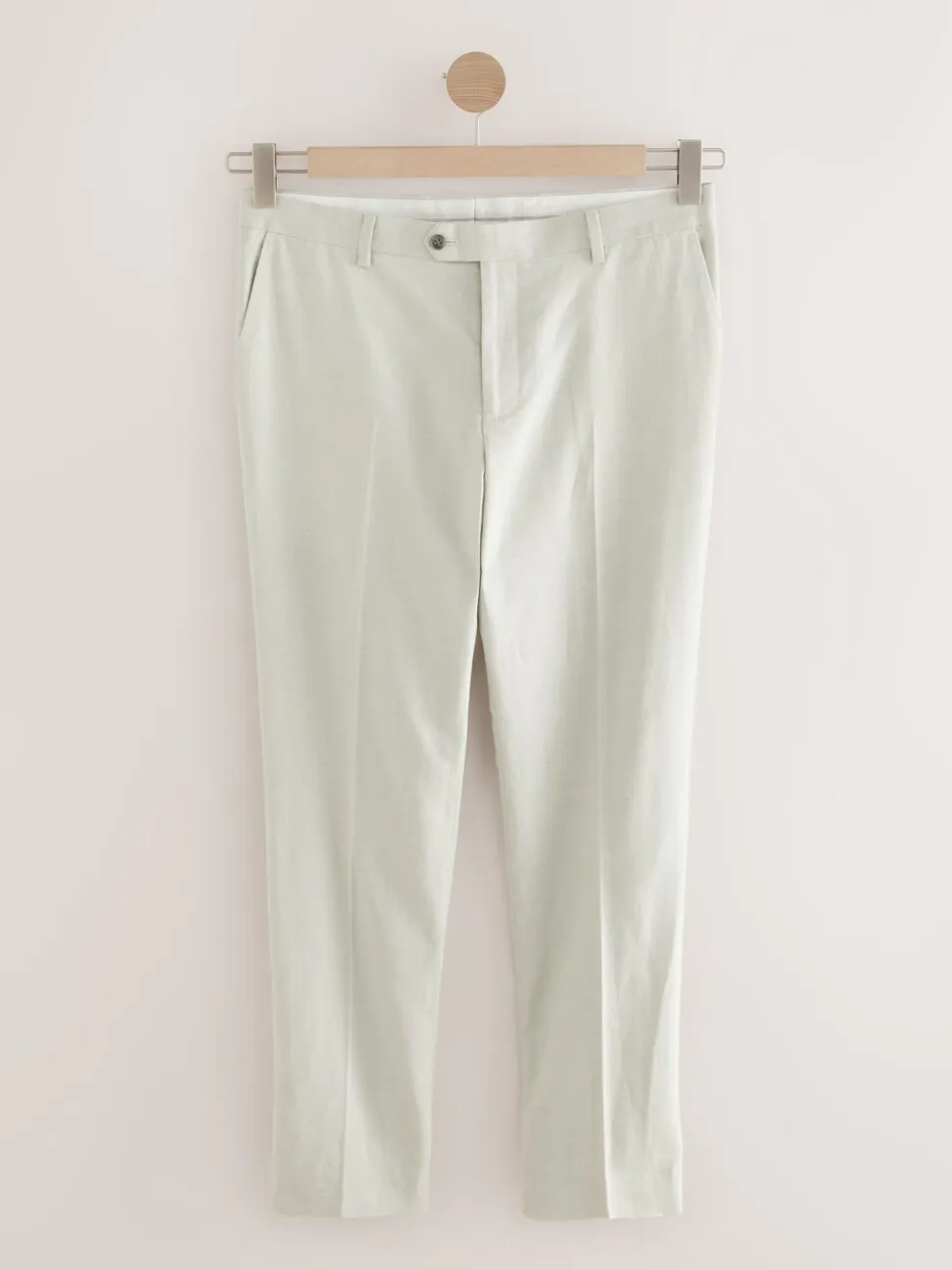 Ecru Tailored Fit Linen Blend Texture Suit Trousers