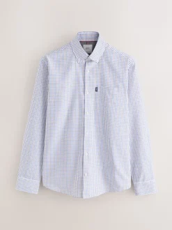 Ecru Tattersall Check Regular Fit Easy Iron Button Down Oxford Shirt