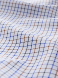 Ecru Tattersall Check Regular Fit Easy Iron Button Down Oxford Shirt