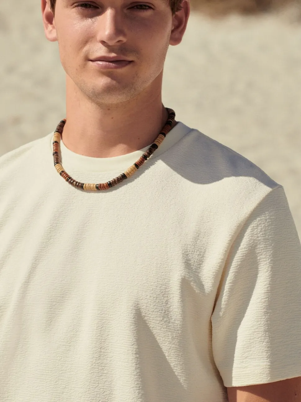 Ecru Texture Textured Relaxed Heavyweight 100% Cotton T-Shirt