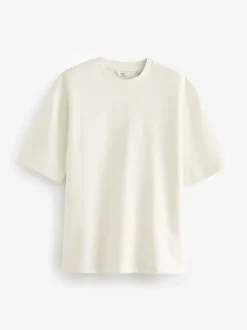 Ecru Texture Textured Relaxed Heavyweight 100% Cotton T-Shirt